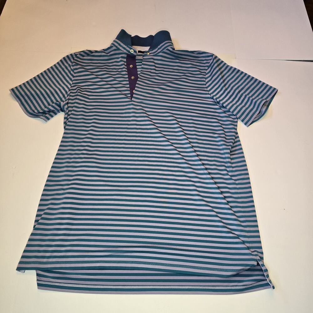 Greyson Polo Shirt Mens XL Blue Striped Golf Performance Short Sleeve